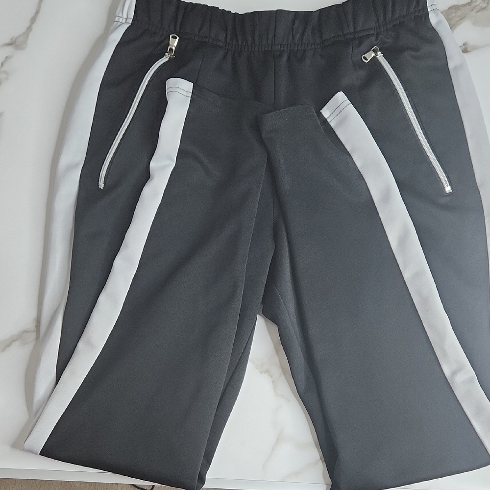Black and White Sweatpants with Elastic Waistband